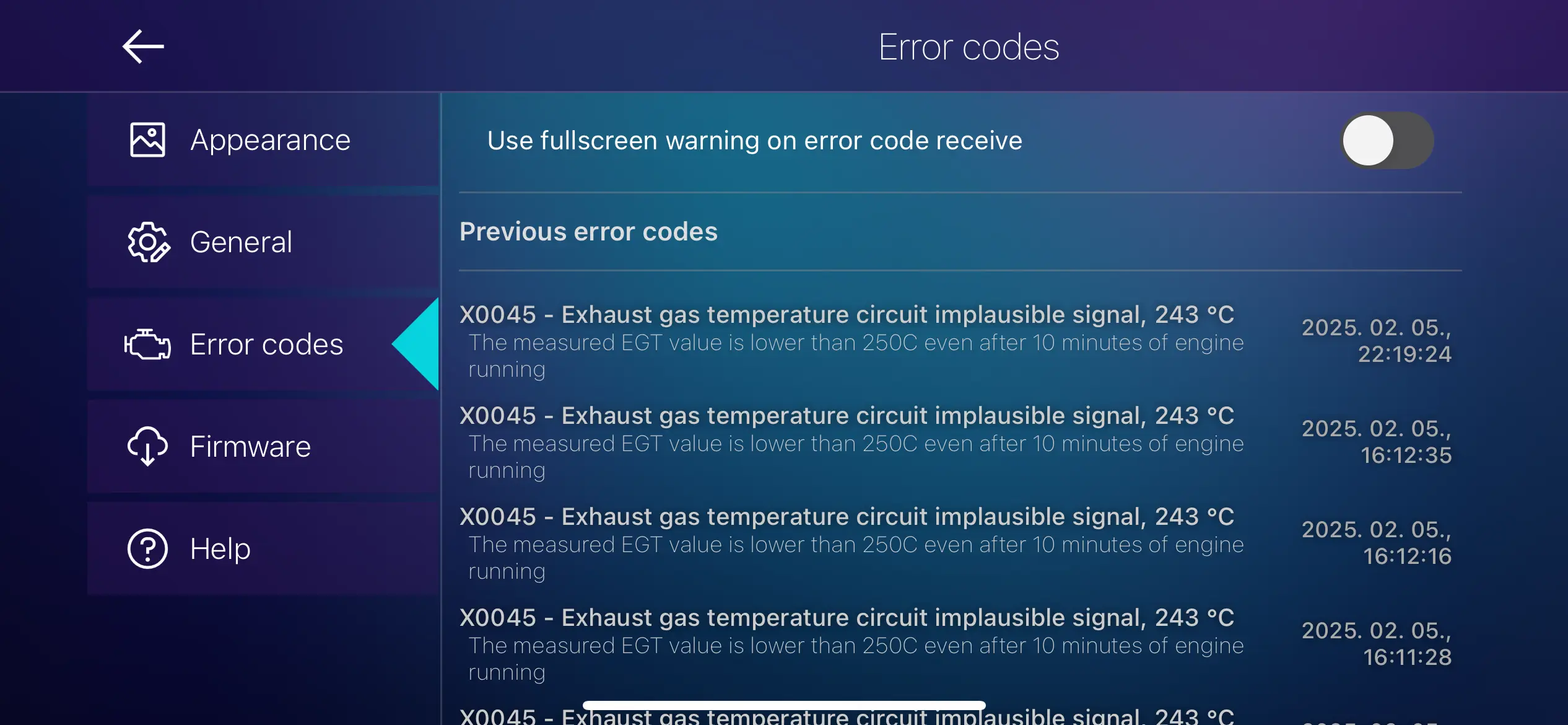Auto Error Codes