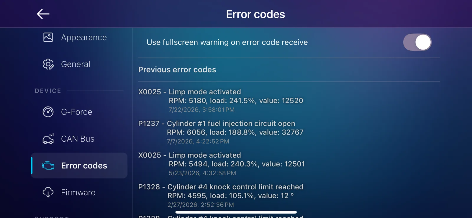 Auto Error Codes