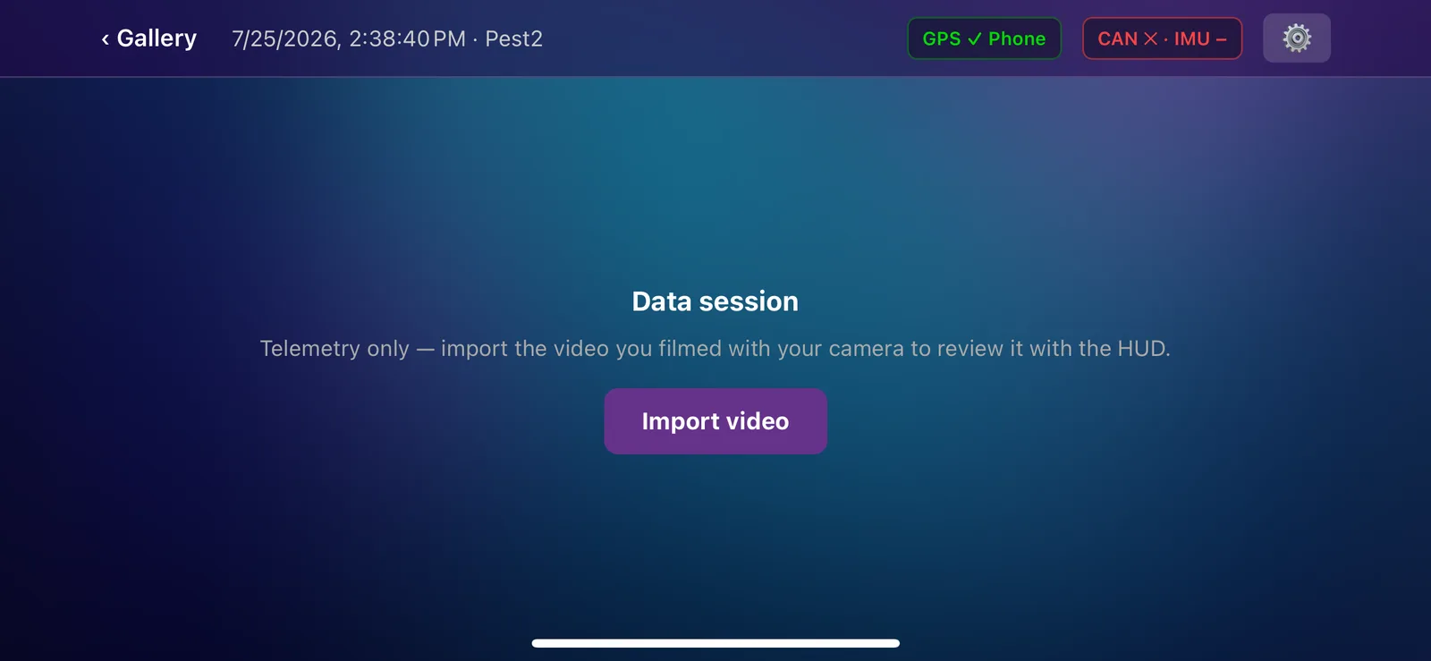 DashCAN gallery importing external camera video to review it with the telemetry HUD